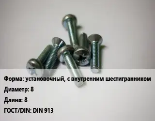 Винт установочный, с внутренним шестигранником 8х8 DIN 913